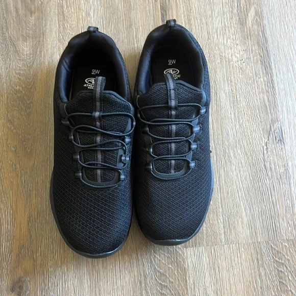 Athletic Works Comfort Fit Memory Foam Black Slip On Sneakers Size 9W - Picture 1 of 6